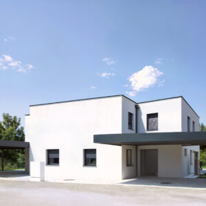 Completed – Front Façade with Simplified Carport | © THA 2024